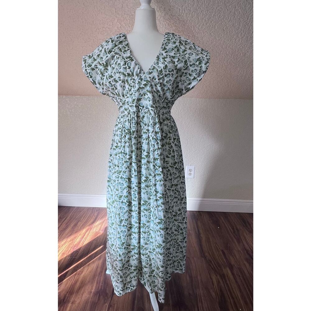 Society Social x Crown & Ivy Charlotte Floral Print Midi Dress 6‎ Green/White